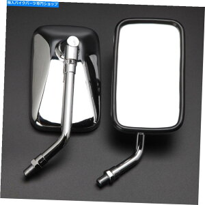 Mirror z_ؐ10mm̐܂ݎI[goC̒`̃obN~[ Foldable Motorcycle Rectangular Rearview Mirrors For Honda Suzuki Kawasaki 10mm