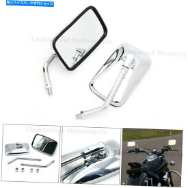 Mirror モーターサイクルクローム長方形背中合わせサイドミラー10mm川崎鈴木鈴木 MOTORCYCLE CHROME RECTANGLE REARVIEW SIDE MIRRORS 10MM FOR HONDA SUZUKI KAWASAKI