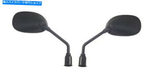 Mirror ~[10mm`EX|[cXeiyAj Mirrors 10mm Black Rectangle Left & Right Sports Long Stem (Pair)