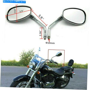 Mirror JTLJVN 2000 1600 1500 800 500̂߂̃N[I[oAr[~[10mm Chrome Oval Rear-view Mirrors 10mm For Kawasaki Vulcan VN 2000 1600 1500 800 500