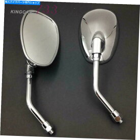 Mirror 10mmクロムオートバイオーバルバックミラー長袖川崎川崎のための長い茎 10MM Chrome Motorcycle Oval Rearview Mirrors Long Stem For HONDA SUZUKI KAWASAKI