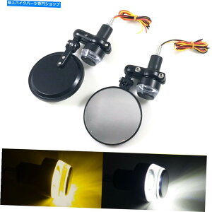 Mirror ubN7/8 "nho[Gh܂܂܂肽݃TCh~[LED^[MCg Black 7/8" Handle Bar End Fold Rearview Side Mirror With LED Turn Signal Light
