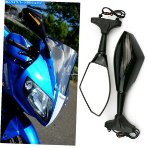 Mirror ̃I[goC̋͗GSXR 600 750̂߂̃^[M𓱂܂ Black Motorcycle Mirrors with Arrow LED Turn Signals For Suzuki GSXR 600 750