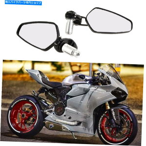Mirror �u���b�N7/8 �n���h���o�[�G���h�o�b�N�~���[�J�X�^�� Black 7/8 Handle Bar End Rearview Mirrors Custom For Ducati 1199 Panigale�y���s�A���i�z