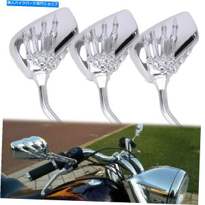Mirror �n�[���[�X�g���[�g�O���C�h���[�h�L���O�\�t�e�C���̂��߂̃I�[�g�o�C�̍��i�̓��W���̎�̋� Motorcycle Skeleton Skull Hand Mirrors For Harley Street Glide Road King Softail�y���s�A���i�z