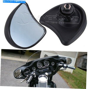 Mirror ubNAr[~[n[[Xg[gOCĥ߂̍LpCi[tFAO}Eg Black Rear View Mirrors Wide Angle Inner Fairing Mount For Harley Street Glide