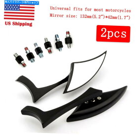 Mirror ハーレークルーザーボバーチョッパーホンダのためのブラックオートバイブレードリアビューミラー Black Motorcycle Blade Rear view Mirrors For Harley Cruiser Bobber Chopper Honda