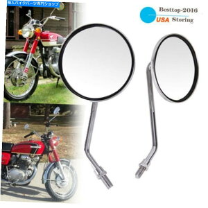 Mirror Chrome���E���h�X�^�C�������O�X�e���o�b�N�~���[�I�[�g�o�C10mm / m10�̕��ՓI�� Chrome Round Style Long Stem Rearview Mirrors Universal for Motorcycle 10mm/M10�y���s�A���i�z