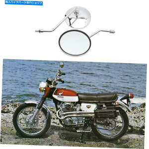 Mirror Honda CL 350 Triumph Scrambler̂߂Chrome 10mmI[goCEhTC[~[ Chrome 10mm Motorcycle Round Rearview Mirrors for Honda CL 350 Triumph Scrambler