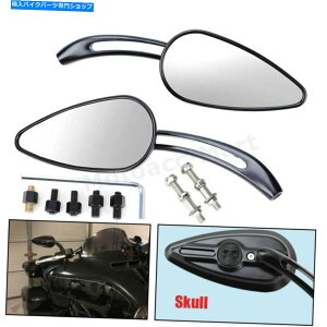 Mirror ubNAr[~[n[[t@bg{[CX|[cX^[JX^̂߂̃XJTChI[goC Black Rearview Mirrors Skull Side Motorcycle For Harley Fatboy Sportster Custom