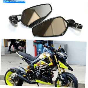 Mirror 川崎Z125 Pro 2018のためのブラックオートバイハンドルバーエンドリサイューサイドミラー Black Motorcycle Handle Bar End Rearview Side Mirrors For Kawasaki Z125 Pro 2018