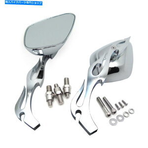 Mirror Hongk Chrome Flame ShapẽjOCTOM~[̃n[[\tg{[C HongK Chrome Flame Shape Alloy Running Ctom Mirror For Harley softail FatBoy