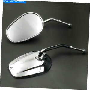 Mirror �I�[�g�o�C�N���[��8mm�I�[�o�����A�r���[�T�C�h�~���[�̊X�H���]�� Motorcycle Chrome 8mm Oval Rear View Side Mirrors Street bike For Harley Touring�y���s�A���i�z