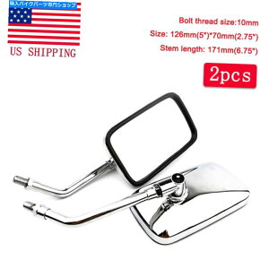 Mirror ���}�n���C�����X�^�[1300 XVZ�x���`���[�f���b�N�X�̂��߂̃N���������`�̃��A�r���[�~���[ Chrome Rectangle Rear View Mirrors For Yamaha Royal Star 1300 XVZ Venture Deluxe�y���s�A���i�z