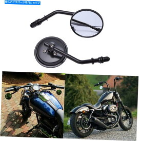 Mirror Harley Davidson Rycaのための2倍のラウンド3インチのオートバイの黒い側のバックミラー 2x Round 3 inch Motorcycle Black Side Rearview Mirrors For Harley Davidson Ryca