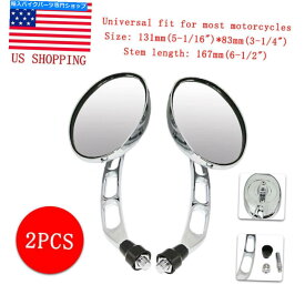 Mirror ハーレーホンダヤマハ鈴木川崎のためのクロムオートバイオーバルリアビューミラー Chrome Motorcycle Oval Rear View Mirrors For Harley Honda Yamaha Suzuki Kawasaki