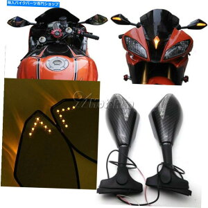 Mirror Yf@ۂ͗GSXR 600 750 Katana GSX 600 GŜ߂̃^[VOi~[𓱂܂ Carbon Fiber LED Turn Signals Mirrors For Suzuki GSXR 600 750 Katana GSX 600 GS