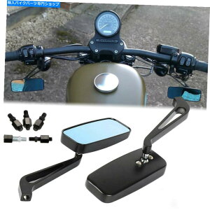 Mirror z_VhE{bT[̂߂10mm 8mmubNI[goC̒`wʐ}̋ 10mm 8mm Black Motorcycle Rectangle Rear View Mirrors for Honda Shadow Bobber