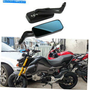 Mirror z_OubNI[goC`wʐ}TCh~[8mm 10mmyA For Honda Grom Black Motorcycle Rectangle Rear View Side Mirrors 8mm 10mm Pair
