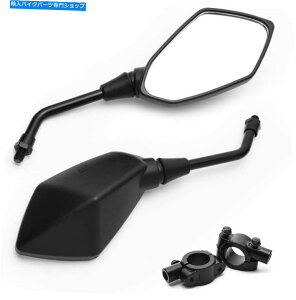 Mirror ubNI[goCAr[~[NvXYL؃}n Black Motorcycle Rearview Mirrors & Clamps for Honda Grom Kawasaki Suzuki Yamaha
