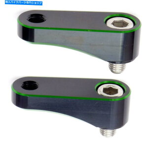 Mirror 2Fastmoto 2xΐF̍10mm~[CU[GNXe_[GNXe_[GNXeVuPbgoCN 2FastMoto 2x Green Black 10mm Mirror Riser Extender Extension Bracket Motorbike