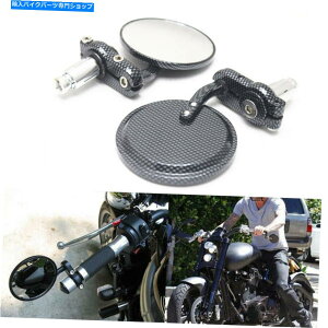 Mirror �y�A22mm 7/8 ''�I�[�g�o�C�n���h���o�[�G���h���A�r���[�T�C�h���E���h�~���[���j�o�[�T�� Pair 22mm 7/8'' Motorcycle Handlebar End Rear View Side Round Mirror Universal�y���s�A���i�z