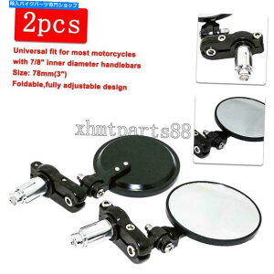 Mirror I[goC3 "Eh7/8"nho[GhTCuTCh~[܂肽ݎjo[T Motorcycle 3" Round 7/8" Handlebar End Rearview Side Mirrors Foldable Universal