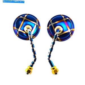 Mirror 2xu[I[goCATVEh~[10mmXbhATChr[~[A`OA 2X Blue Motorcycle ATV Round Mirror 10mm Thread Rear Side View Mirror Anti-glare