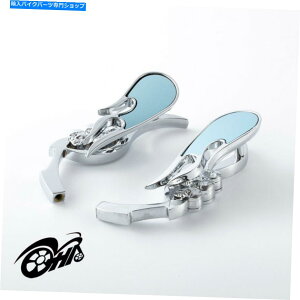 Mirror I[goC̓W̉̑ʐ}KX̋̂߂̐KX̃~[ Motorcycle Skull Flame Side Rear View Blue Glass Mirrors For Honda Kawasaki