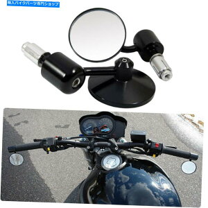 Mirror 8/8 "�n���h���o�[�X�|�[�c�o�C�N�p�I�[�g�o�CCNC�A���~���o�[�G���h�~���[���E���h�u���b�N Motorcycle CNC Aluminum Bar End Mirrors Round Black For 7/8" Handlebar Sportbike