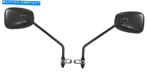 Mirror ~[10mmubNXNGAENvIiyAj Mirrors 10mm Black Square Left & Right Clamp-on (Pair)