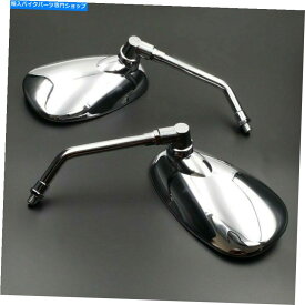 Mirror クロムオートバイクルーザーチョッパーリアビューサイドミラーフィット鈴木10mm Chrome Motorcycle Cruiser Chopper Rear View Side Mirrors Fit For SUZUKI 10mm