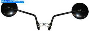 Mirror �~���[10mm�����E���h���E�̃N�����v�I���i�y�A�j Mirrors 10mm Black Round Left and Right Clamp-on (Pair)�y���s�A���i�z