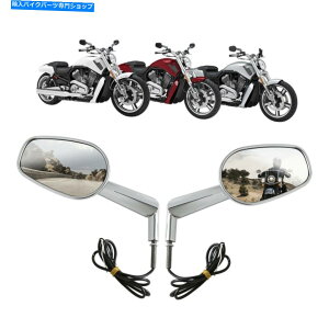 Mirror ハーレーVロッドVRSCFのための後部視野鏡の筋肉LEDターン信号の光フィット Rear View Mirrors Muscle LED Turn Signal Light Fit For Harley V-ROD VRSCF