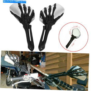 Mirror I[goC]Chrome Resive MirrorsXJnhubÑn[[_rbh\ Motorcycle Bike Chrome Rearview Mirrors Skull Hand Black For Harley Davidson