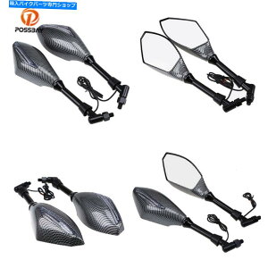 Mirror }nhDJeB̂߂LED^[MtĂI[goC]Ԃ̃obNTCh~[ Motorcycle Bike Rearview Side Mirrors With LED Turn Signals For Yamaha Ducati