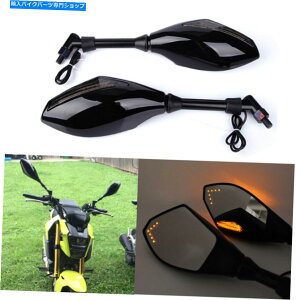 Mirror LED^[VOi2014N2016N2018 2018z_O125̂߂̃I[goCTCh~[ Black LED Turn Signals Motorcycle Side Mirrors For 2014 2016 2018 Honda Grom 125