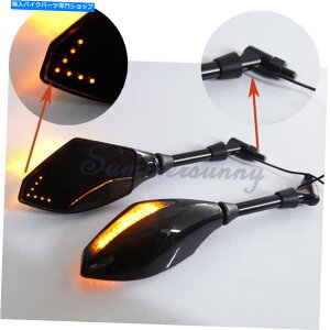 Mirror フロントバックLED回転信号インジケーターオートバイストリートバイク用バックミラー Front Back LED Turn Signals Indicator Rearview Mirror For Motorcycle Street Bike