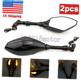 Mirror LEDターン信号REDA SUZUKI川崎巡洋艦10mm米国 LED Turn Signals Rearview Side Mirrors For Honda Suzuki Kawasaki Cruiser 10mm US