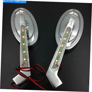 Mirror n[[Xg[gOChiCggĈ߂LED^[VOiȉ~`[VO~[ LED Turn signal Oval style Racing mirrors For Harley Street Glide Night Train