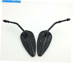 Mirror I[goC̍̌~[[XW / 8mm̃n[[\tgubNC Motorcycle Black Flame Furious Mirror Race w/8mm For Harley Softail Blackline