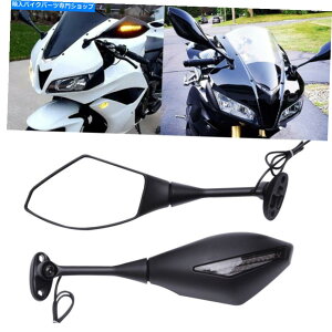 Mirror Matte BlackI[goCu[LED TURNMobN~[Honda CBRp̃obN~[ Matte Black Motorcycle Blue Arrow LED Turn Signal Rearview Mirrors for Honda CBR