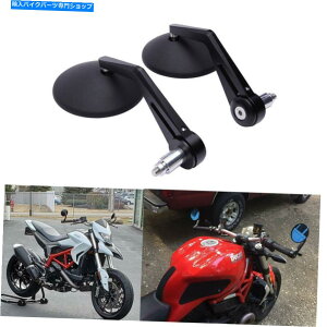 Mirror ubNI[goCEh7/8 "Ducati Scrambler Cafe Racê߂̃o[GhTCh~[ Black Motorcycle Round 7/8" Bar End Side Mirrors For Ducati Scrambler Cafe Racer