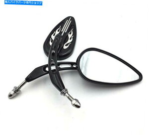 Mirror �n�[���[�_�r�b�h�\���N���[�U�[�I�[�g�o�C�t���[���u���b�N���T�C�u�̃y�A�~���[�J�X�^�� Pair Mirrors Custom For Harley Davidson Cruiser Motorcycle Flame Black Rearview