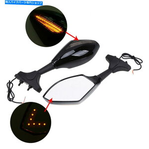 Mirror 2�s�[�X�I�[�g�o�C���A�r���[�T�C�h�~���[W / LED�^�[���V�O�i�����j�o�[�T���t�B�b�g���}�n 2Pcs Motorcycle Rearview Side Mirrors W/ LED Turn Signals Universal Fit Yamaha�y���s�A���i�z