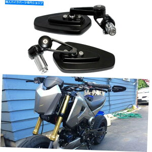 Mirror JX^z_GROM MSX 125̂߂̃ubNI[goC7/8 "nho[GhEBO~[ Black Motorcycle 7/8" Handle Bar End Wing Mirrors For Custom Honda Grom Msx 125
