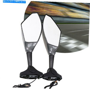 Mirror yALEDAr[~[zCgJ[{p^[tBbgCBR600 GSXR1000 ZX600R YZF R1 Pair LED Rear View Mirror White Carbon Pattern Fit CBR600 GSXR1000 ZX600R YZF R1