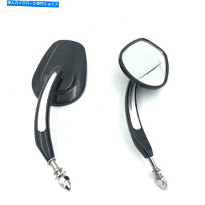 Mirror uh̐VA~XJTCh~[W / 8mmn[[\tgރfbNXX Brand New Black Aluminum Skull Side Mirrors w/8mm For Harley Softail Deluxe Slim