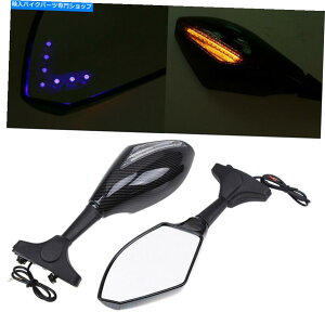 Mirror }nBMŴ߂LED^[MtĂ鍕I[goC]Ԃ̃obNTCh~[ Black Motorcycle Bike Rearview Side Mirror With Led Turn Signal For Yamaha BMW