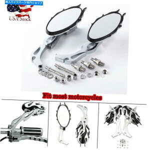 Mirror ���}�nv Sta V-STAR XVS 650 950 1100 1300�č��p�N���[���t���[�����A�r���[�~���[ Chrome Flame Rearview Mirrors For Yamaha V Sta V-Star XVS 650 950 1100 1300 US�y���s�A���i�z